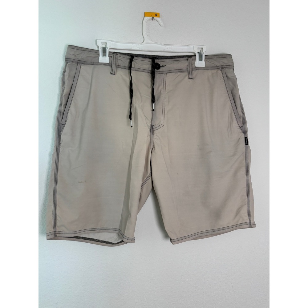 ONeill Hybrid Shorts Mens 36 Khaki Tan Boardshorts Stretch Walk Shorts 4-Pocket